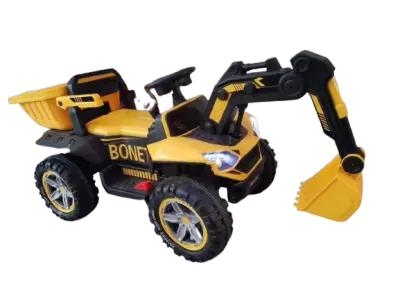 Excavator + bascula electrica Kinderauto Bonet 60W 12V, Telecomanda, culoare galbena