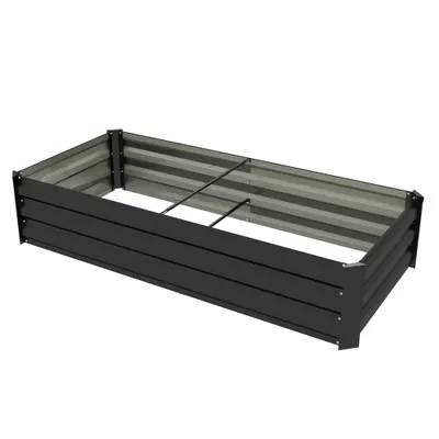 Outsunny Jardinieră dreptunghiulară bac de flori în oțel cu margine de siguranță și fund deschis negru | Aosom Romania