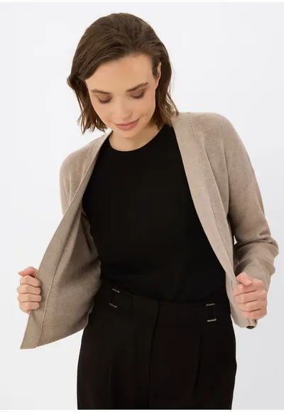 Cardigan scurt lejer - Bej - Bej melange
