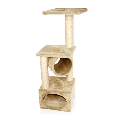 Ansamblu De Joaca Pentru Pisici Casuta cu Stalp Bej 35x35x109 cm