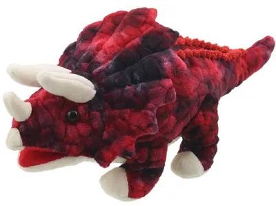 Papusa pentru teatru The Puppet Company - Triceratops, 35 cm, rosu