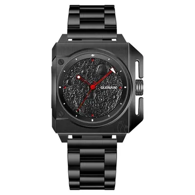 Ceas automat GLENAW Moon Dial pentru bărbați, design original luxury, cadran lunar, luminescent, brățară oțel inoxidabil, rezistent la apă 3ATM