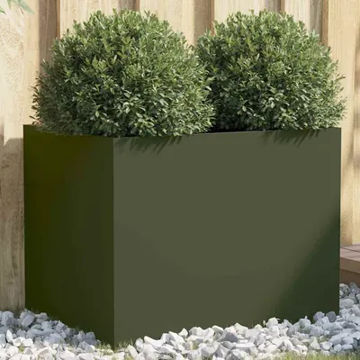 vidaXL Jardinieră, verde măsliniu, 62x47x46 cm, oțel