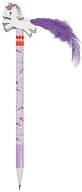 Creion negru cu grafit Legami - Cu radieră unicorn