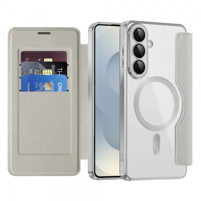 Husa MagSafe pentru Samsung Galaxy S26 S942, Techsuit, SmartMag Book, Gri