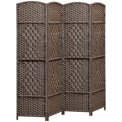 HOMCOM Paravent interior din lemn 4 panouri separator de cameră pliabil pentru sufragerie dormitor 180 x 180 cm maro | Aosom Romania