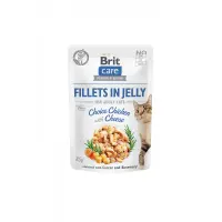 BRIT Care Fillets in Jelly Choice, Pui și Brânză, plic hrană umedă fără cereale pisici, (în aspic), 85g
