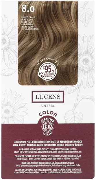 Lucens Vopsea de păr fără amoniac, PPD şi resorcinol, 8.0 Blond deschis