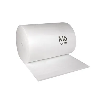 Material Filtrant pentru Tavanul Cabinelor de Vopsit, Clasa Filtrare M5, Alb, 1m x 20m, 300 gr/m2