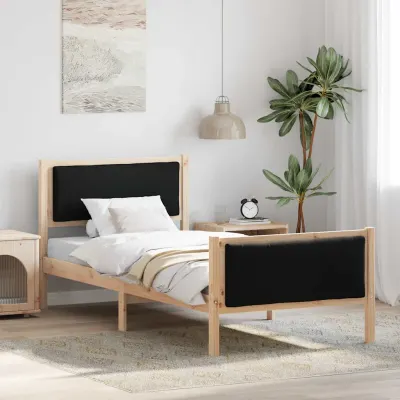 vidaXL Cadru de pat cu headboard Negru 90 x 190 cm țesătură