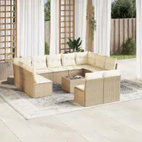 Gossi set canapele de gradina cu perne, 12 piese, bej, poliratan