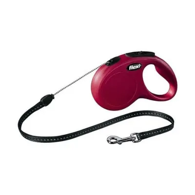Lesa retractabila, rosie, lungime 5 m, pentru caini cu greutate de pana la 12 kg, cu sistem rapid de franare