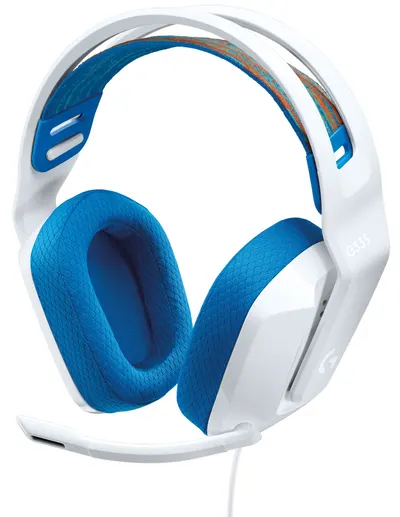 Căști gaming Logitech - G335, alb/albastru