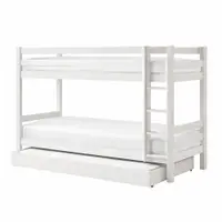 Pat pentru copii alb supraetajat/cu extensie suplimentară din lemn de pin cu spațiu de depozitare 90x200 cm PINO – Vipack