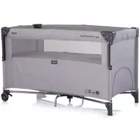 Patut pliabil Chipolino Relax Platinum Linen cu laterala culisanta, 2 nivele, intrare laterala, geanta pentru transport, greutate admisa 15 kg