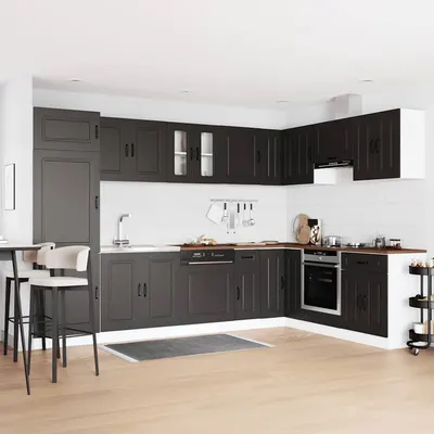 vidaXL Dulap de bucătărie Kalmar Negru 80 x 46 x 81,5 cm
