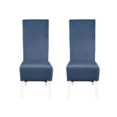 Set 2 scaune living VANESSA, picioare lemn alb, stofa albastru deschis, 47x60x110 cm