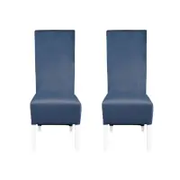 Set 2 scaune living VANESSA, picioare lemn alb, stofa albastru deschis, 47x60x110 cm