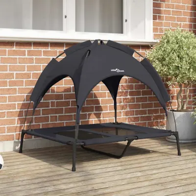 vidaXL Pat pentru câini Manual Negru 92 x 77 x 82,5 cm Oțel