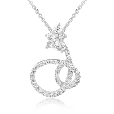 Lant cu pandantiv din aur alb cu diamante de 0.75ct
