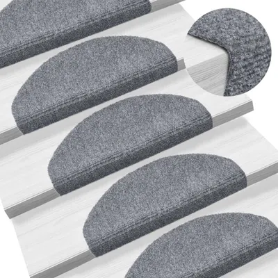 vidaXL Covorașe pentru scări autoadezive, 5 buc., 65x21x4 cm, gri deschis, semirotunde, mari