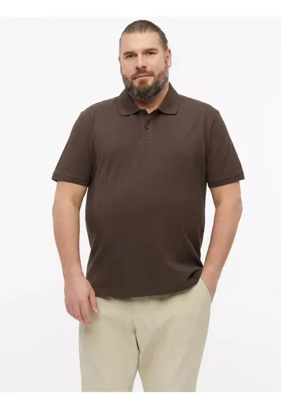 Big Sizes Tricou polo barbati big sizes - din piqué de bumbac - Maro inchis
