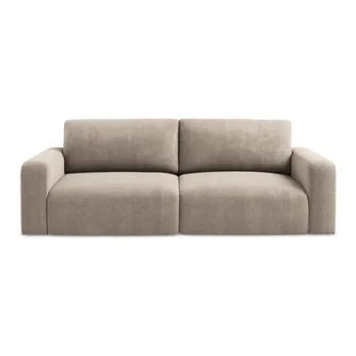 Canapea bej extensibilă/cu spațiu de depozitare cu tapițerie din chenille 252 cm Kona – Makamii