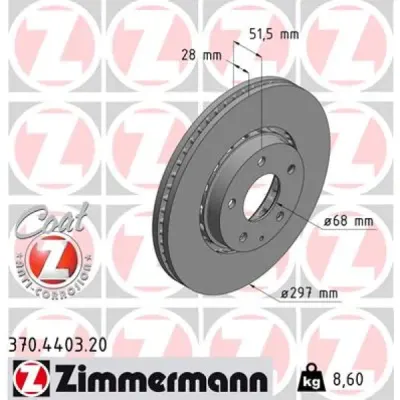 Disc frana ZIMMERMANN 370.4403.20