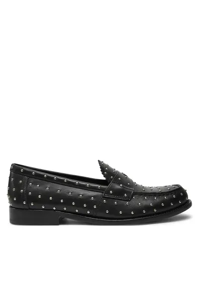 Mocasini dama negru - piele naturala - cu detalii metalice