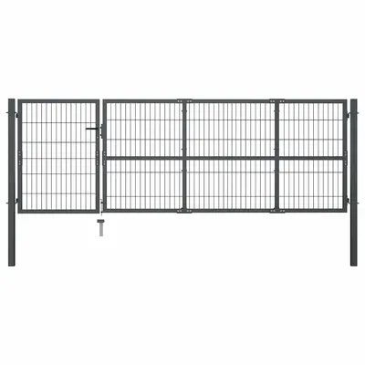 vidaXL Poartă de grădină cu stâlpi din oțel, antracit, 350x100 cm
