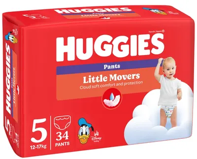 Scutece chilotei Huggies Little Movers - Mărimea 5, 12-17 kg, 34 buc