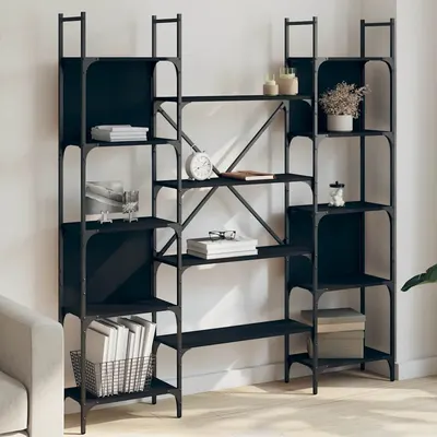 vidaXL Bibliotecă, negru, 155,5x24x166,5 cm, lemn prelucrat