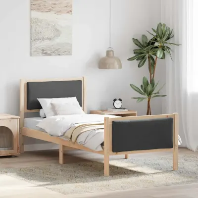 vidaXL Cadru de pat cu headboard Gri închis 75 x 190 cm țesătură