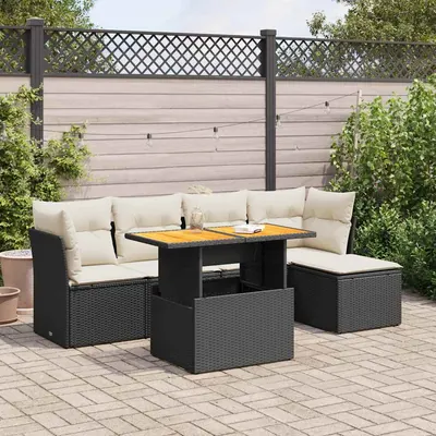 Gossi set mobilier de gradina cu perne, 6 piese, negru, poliratan