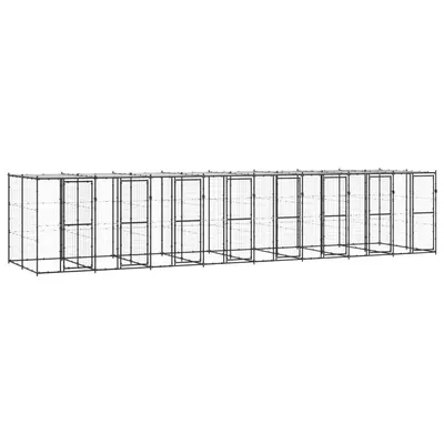 vidaXL Padoc pentru câini de exterior cu acoperiș, 19,36 m², oțel