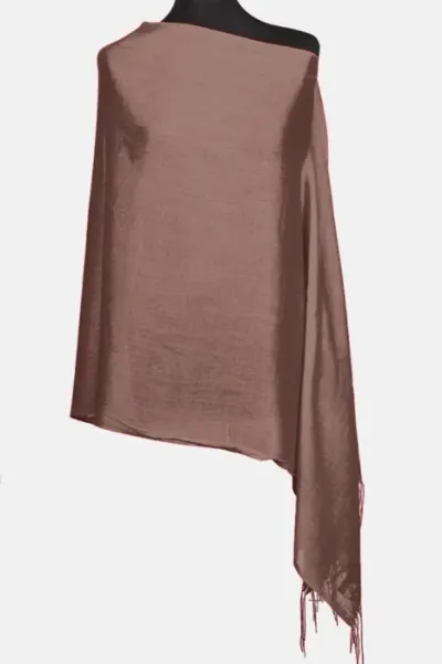 Esarfa roz inchis taupe din cashmere subtire dreptunghiulara