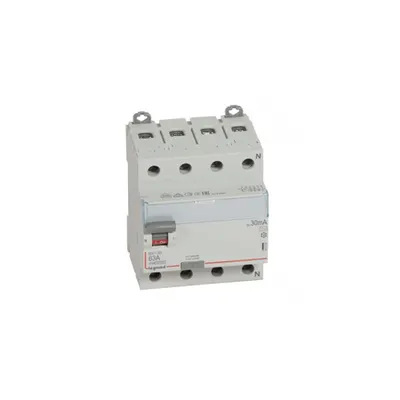 Intrerupator diferential RCD DX³-ID - 4P 400 V~ Nul pe partea dreapta - 63 A - 30 mA - tip AC