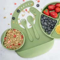 Set diversificare AppeKids din silicon 5 piese Classic Raw Green
