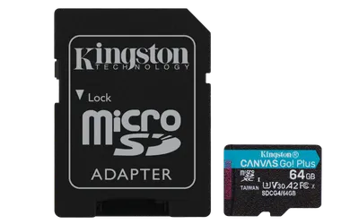 Card de memorie Kingston Canvas Go! Plus Micro-SDXC, 64 GB, Clasa 10 + Adaptor