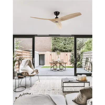 Lustra cu ventilator ARCADIA Negru & Lemn LED 40W 5 Speed DC Fan Control Remote Control Included