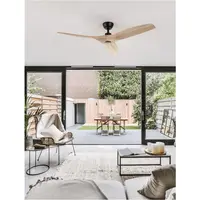 Lustra cu ventilator ARCADIA Negru & Lemn LED 40W 5 Speed DC Fan Control Remote Control Included