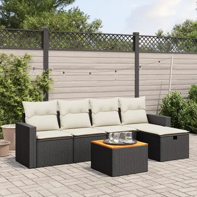 Gossi set mobilier de gradina cu perne, 6 piese, negru, poliratan