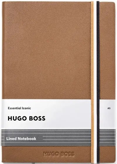Caiet Hugo Boss Iconic - A5, cu linii, maro
