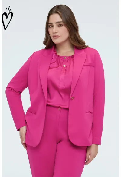Sacou cu model uni si buzunare cu refilet - Roz