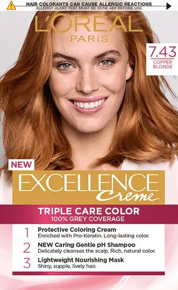 L'Oréal Excellence Vopsea de păr, 7.43 Copper Blonde