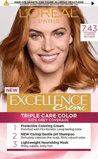 L'Oréal Excellence Vopsea de păr, 7.43 Copper Blonde