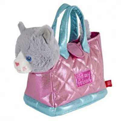 Geantă glamour cu pluș detașabil, pentru copii, Perletti, model Pisicuța Coco, 20 cm, colecția Perletti Toys
