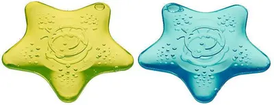 Dințișori liniștitori cu efect de răcire Vital Baby - Stars, 2 bucăți, albastru și verde