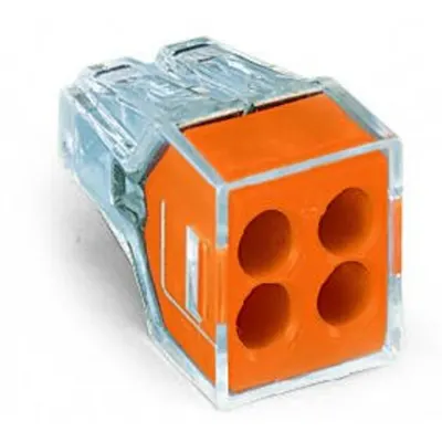 Clema rapida pentru conductori rigizi max. 2.5 mm²; 4-conductor; transparent -portocaliu