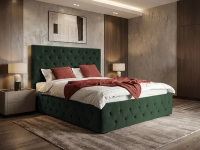 Pat Tapitat cu somiera fixa - Noble Verde - Velluto 27 140x200